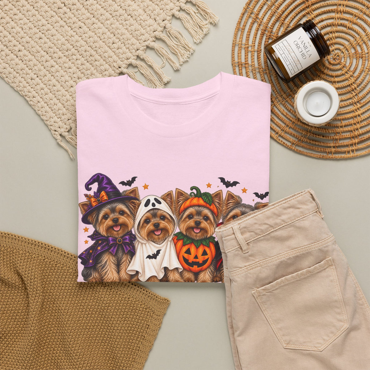 Halloween Yorkie T-Shirt — Cute Yorkies in Costumes (Pumpkin, Ghost, Witch, Vampire)
