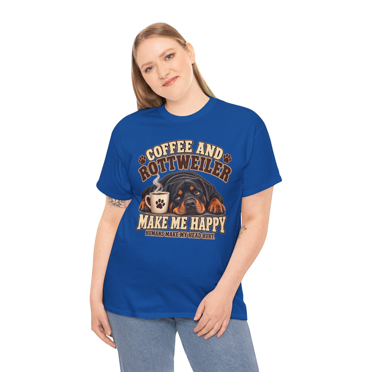 Coffee and Rottweiler Tee — "Coffee and Rottweiler Make Me Happy" Dog Lover Shirt