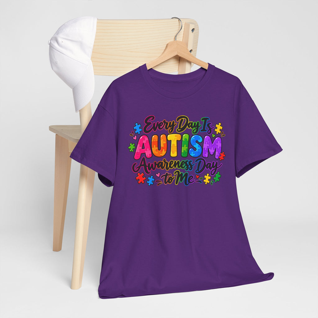Autism Awareness T-Shirt — "Every Day Is Autism Awareness Day to Me" Colorful Puzzle Tee