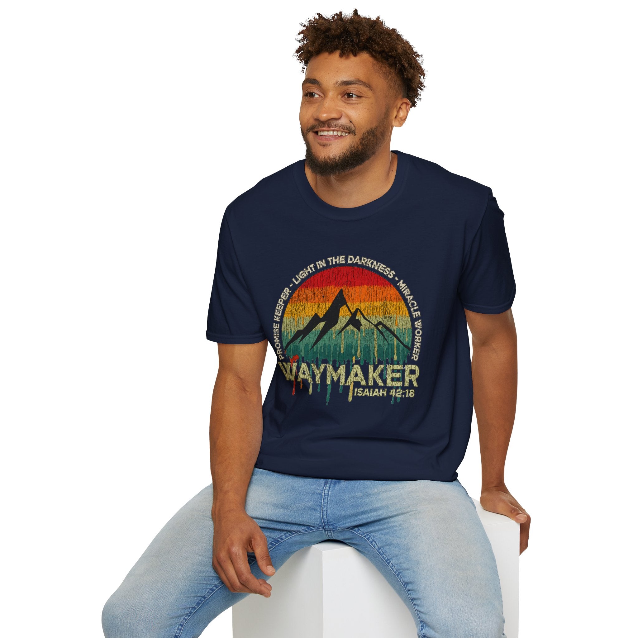 Waymaker Mountain T-Shirt — “Promise Keeper, Light in the Darkness” Christian Graphic Tee
