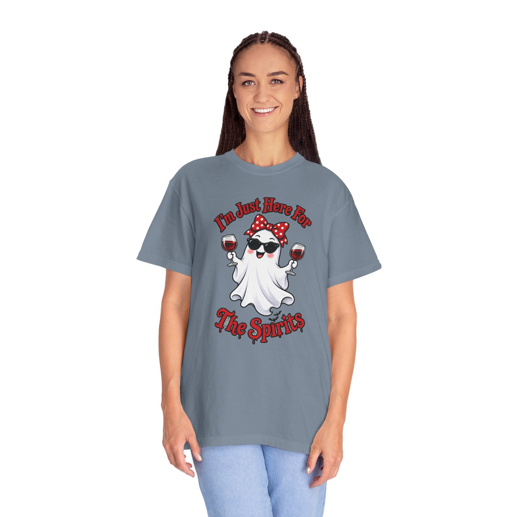 Wine Ghost T-Shirt — "I'm Just Here For The Spirits" Halloween Tee