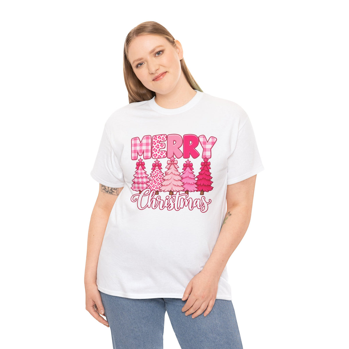 Merry Christmas Pink Christmas Tree T-Shirt