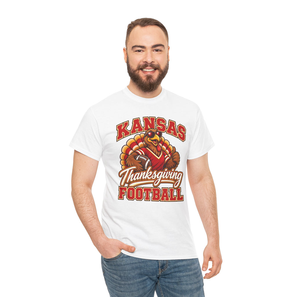 Kansas Thanksgiving Football T‑Shirt — Turkey Mascot Holiday Game Tee