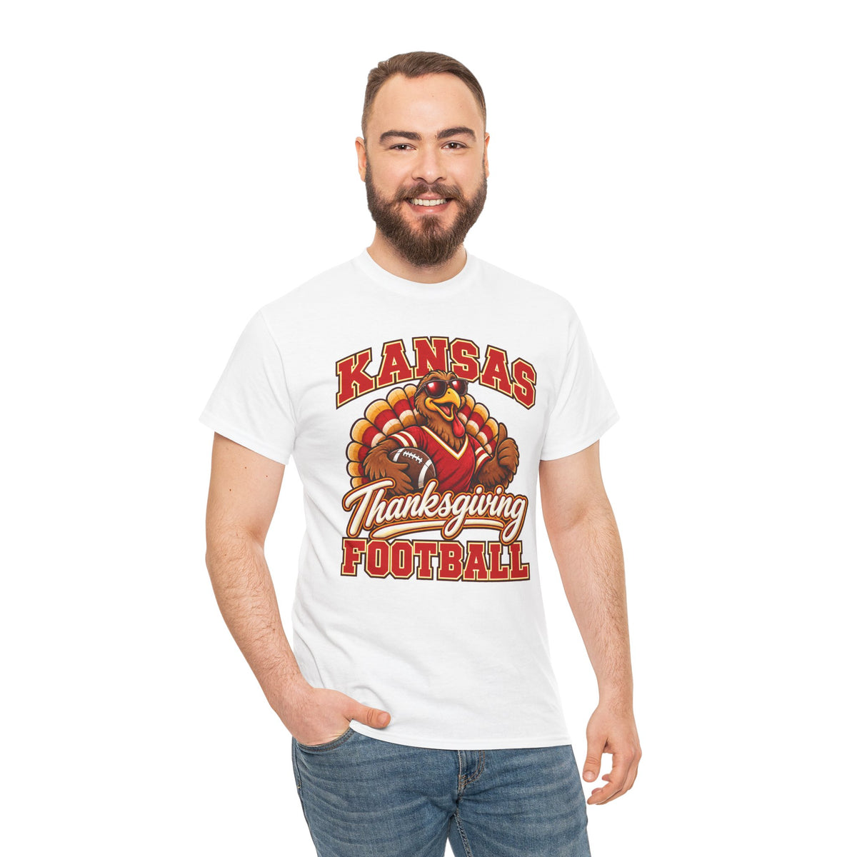 Kansas Thanksgiving Football T‑Shirt — Turkey Mascot Holiday Game Tee
