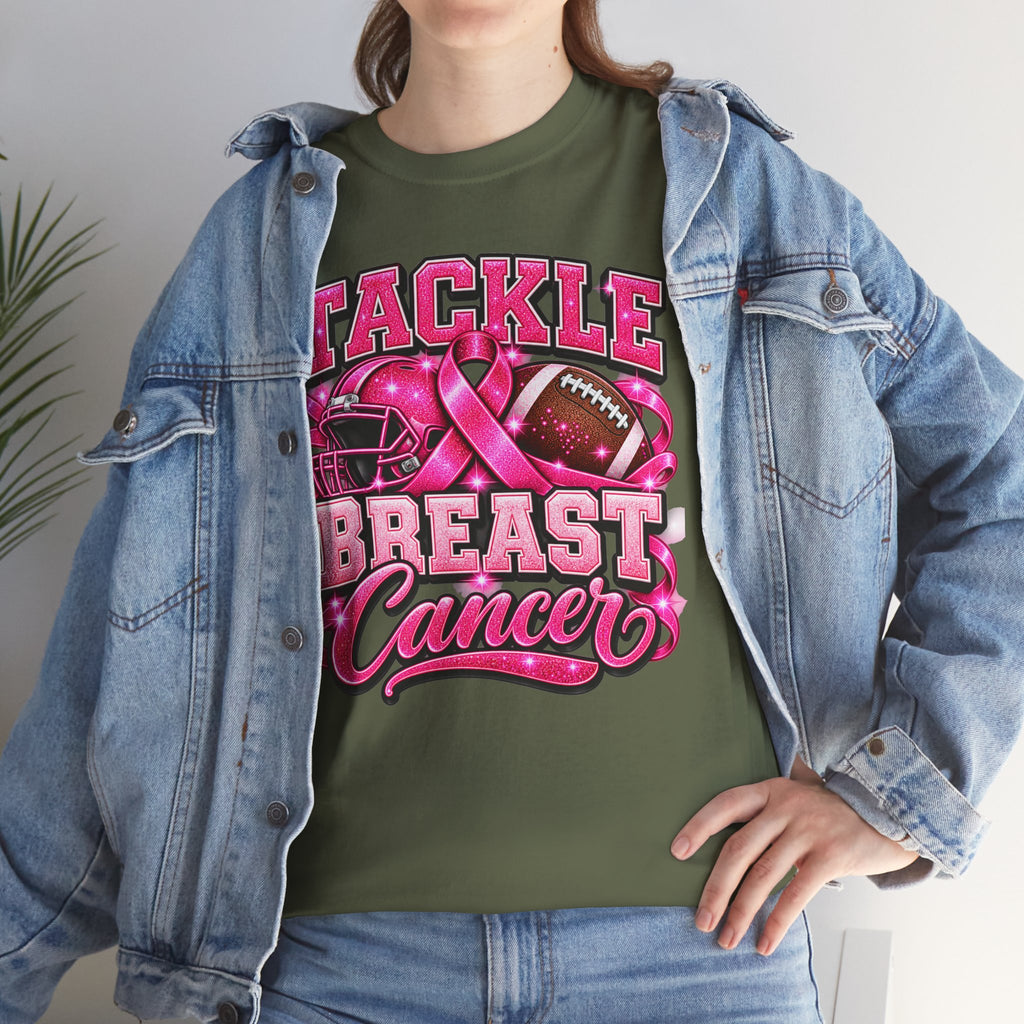 T-Shirt — "Tackle Breast Cancer" Pink Football Awareness Tee