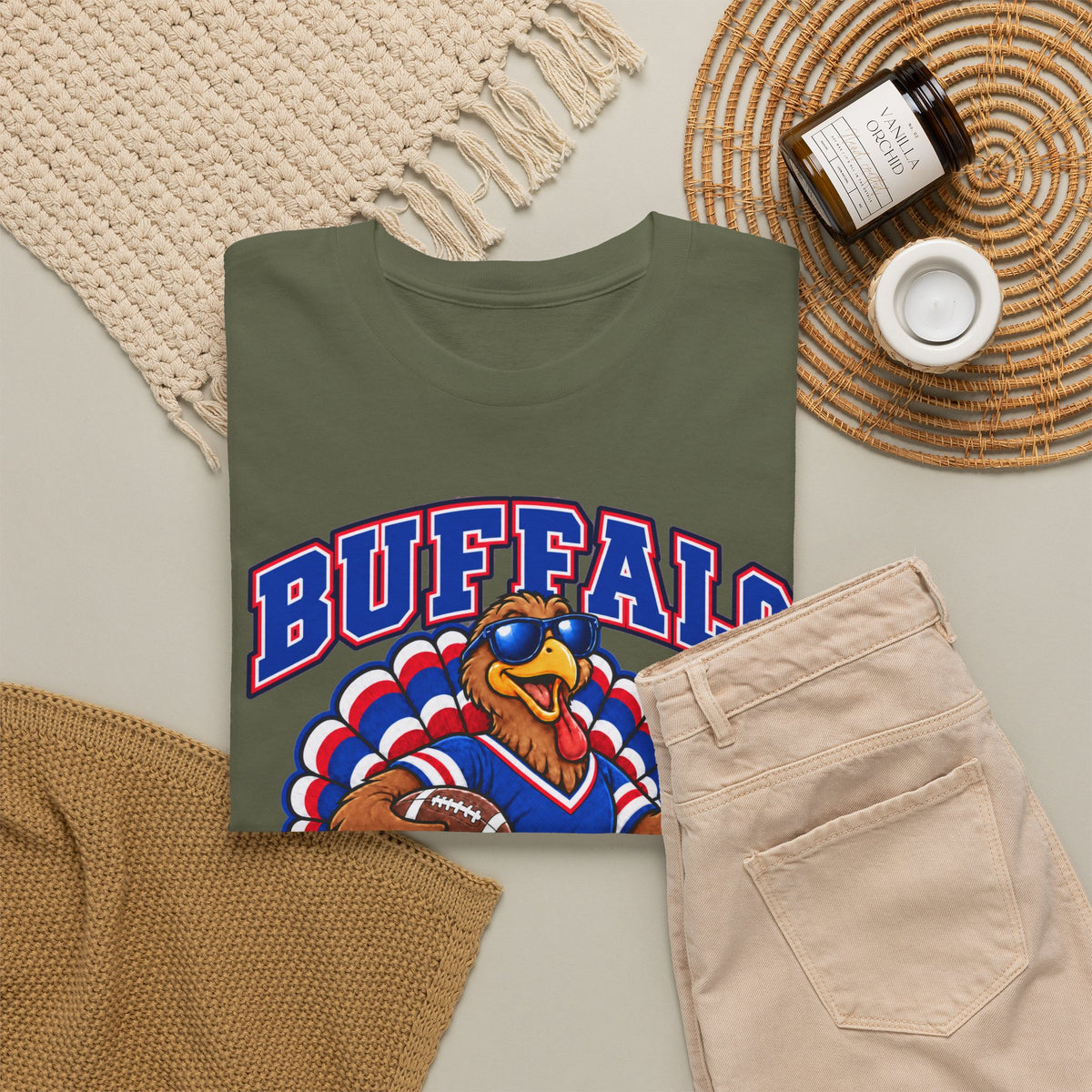 Buffalo Thanksgiving Football T-Shirt — Turkey Mascot Game Day Tee