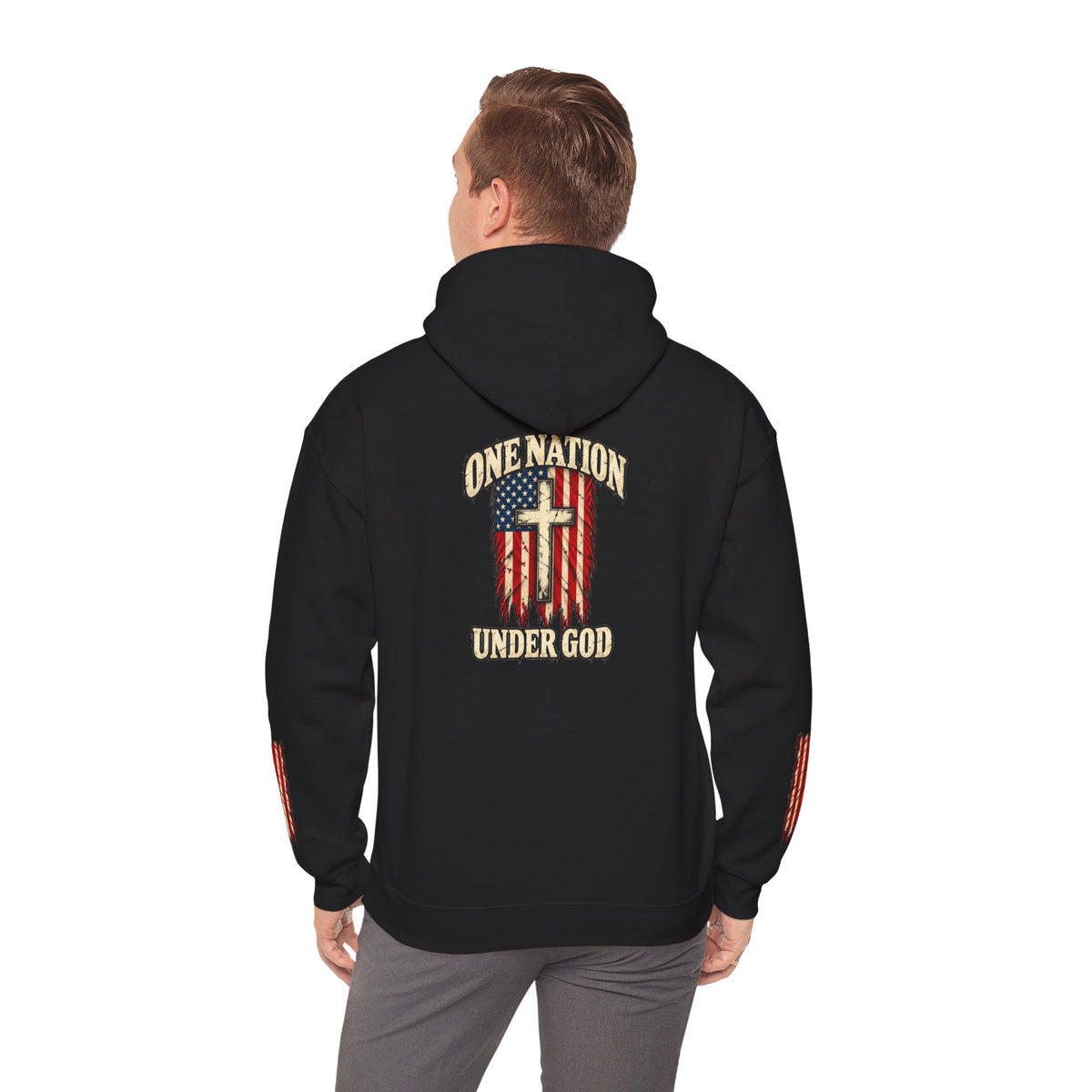 One Nation Under God Patriotic Cross Hoodie