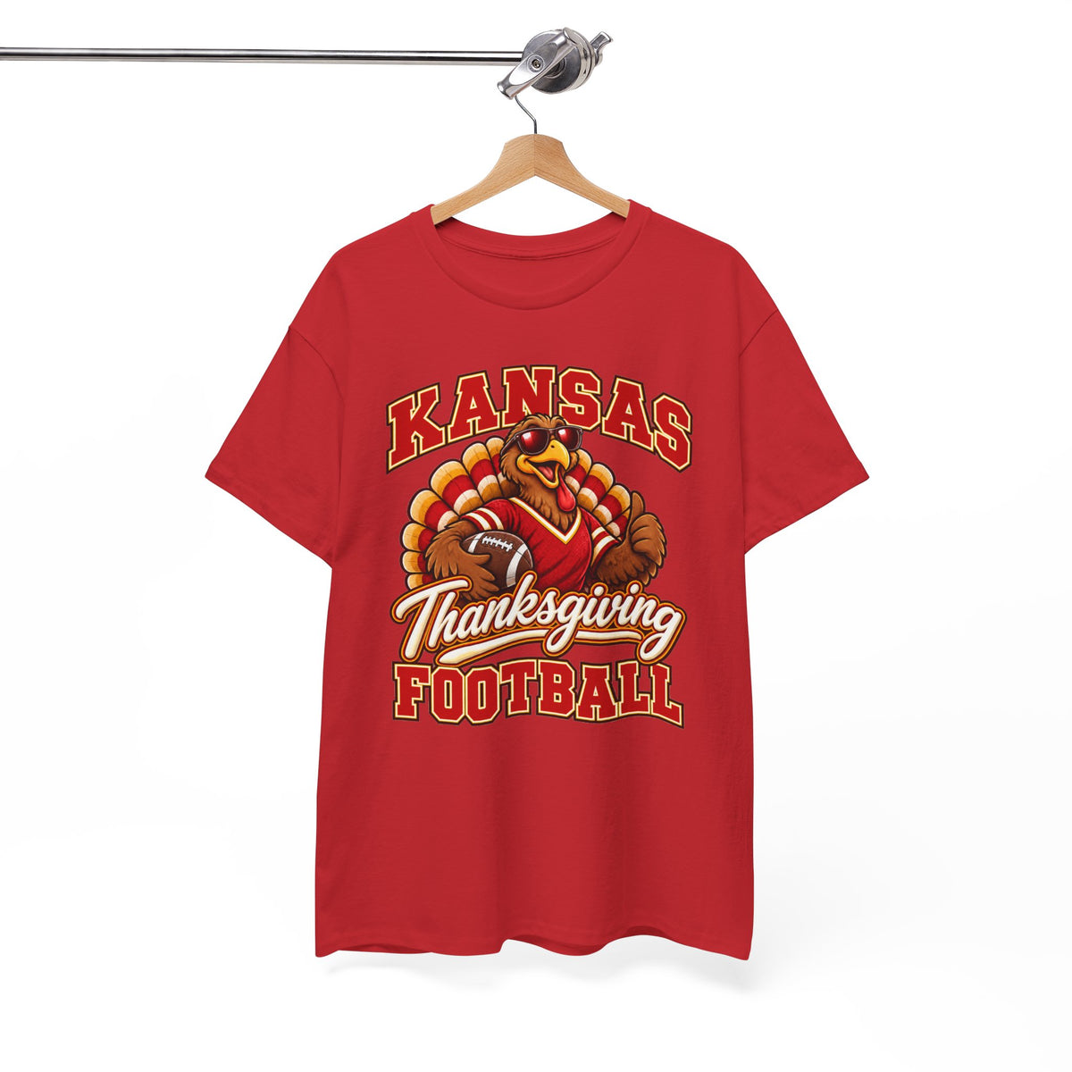 Kansas Thanksgiving Football T‑Shirt — Turkey Mascot Holiday Game Tee