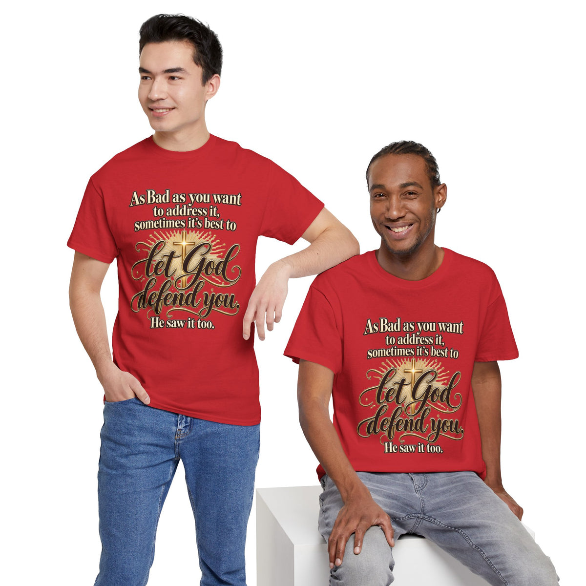 Let God Defend You Inspirational Christian T-Shirt