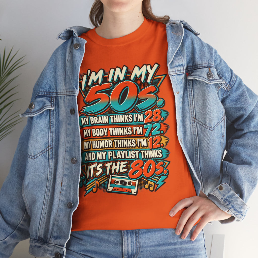 Retro 50s Birthday T‑Shirt — "I'm in My 50s" 80s Playlist Cassette Tee