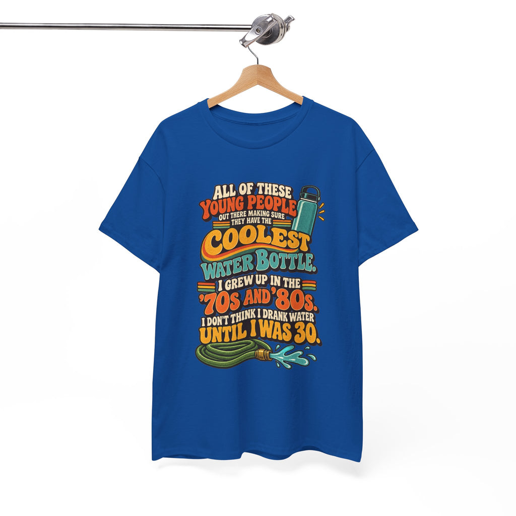 Retro 70s-80s Funny Water Bottle Tee — "Coolest Water Bottle" Graphic T-Shirt