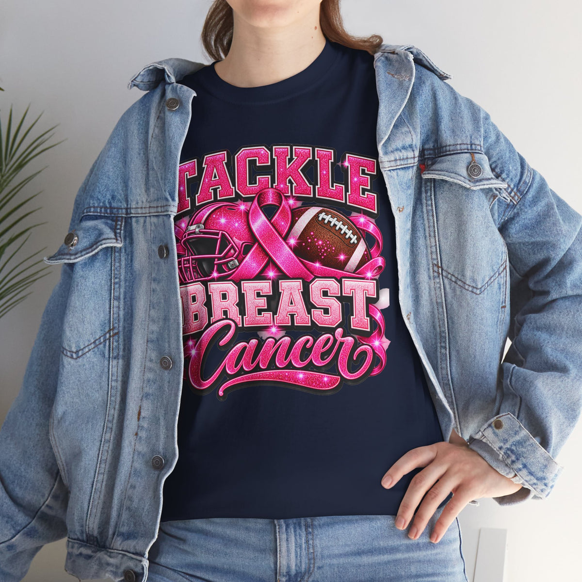 T-Shirt — "Tackle Breast Cancer" Pink Football Awareness Tee