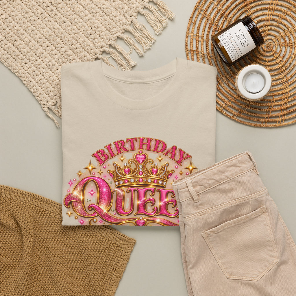 Birthday Queen Graphic T-Shirt | Pink & Gold Crown