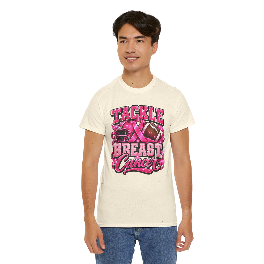 T-Shirt — "Tackle Breast Cancer" Pink Football Awareness Tee