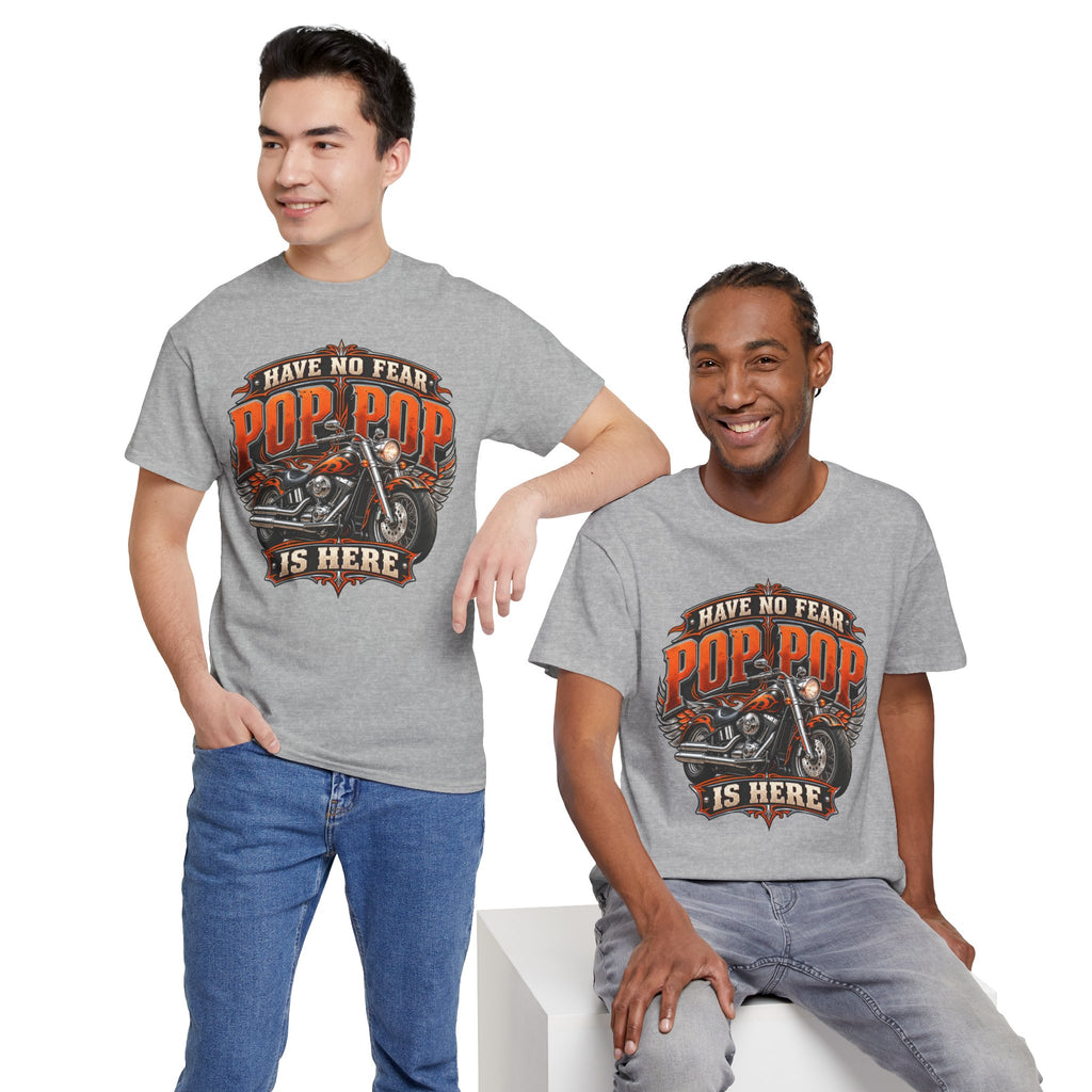 Pop Pop Is Here Motorcycle Dad T-Shirt