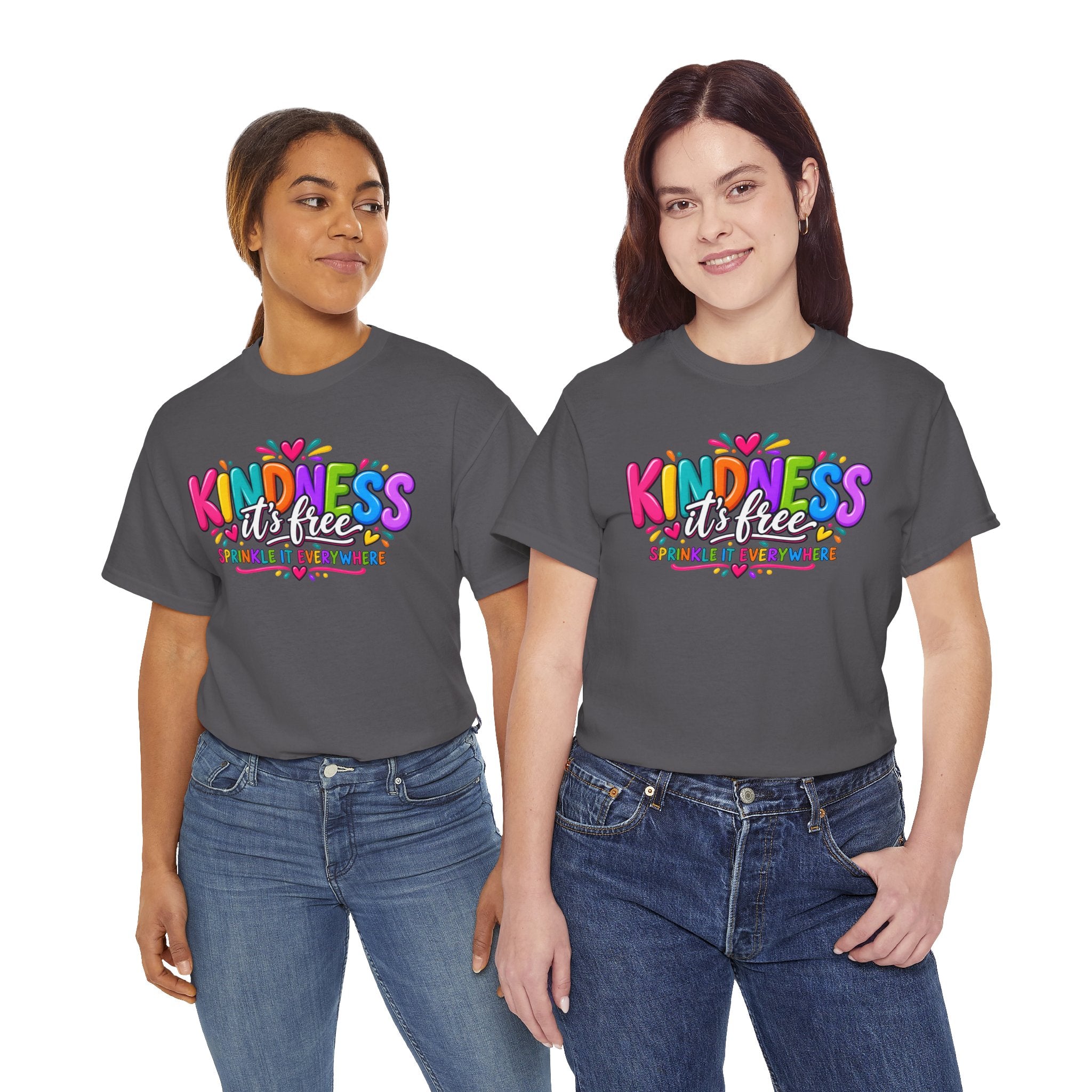 Kindness Is Free Rainbow Tee — Cute Positive Message T-Shirt