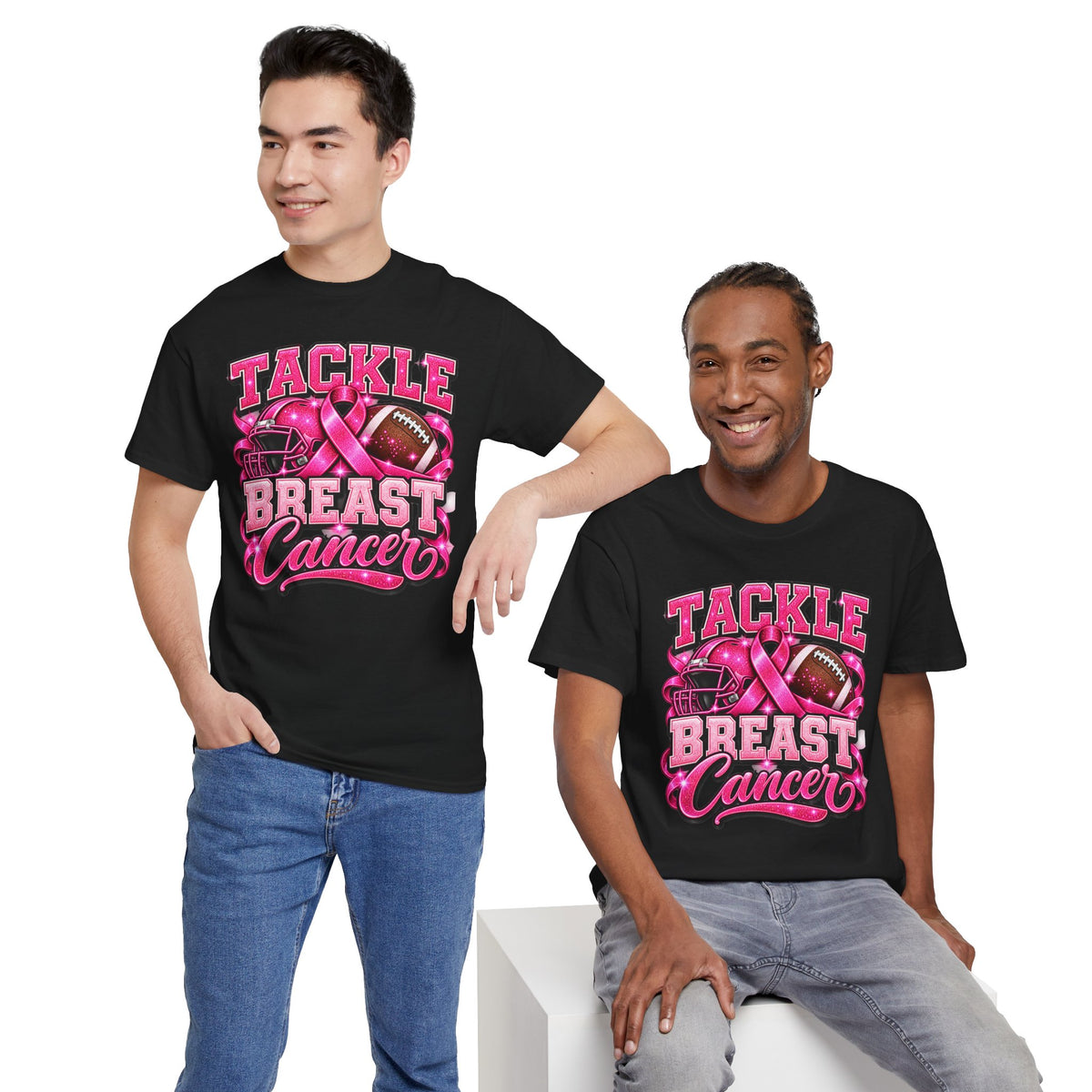T-Shirt — "Tackle Breast Cancer" Pink Football Awareness Tee