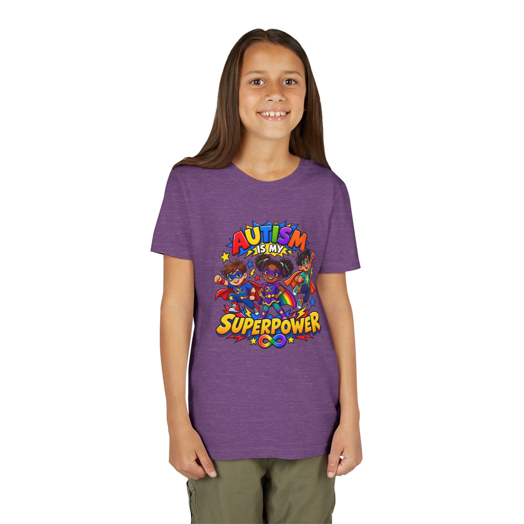 Youth Tee — "Autism Is My Superpower" Colorful Superhero Kids Shirt