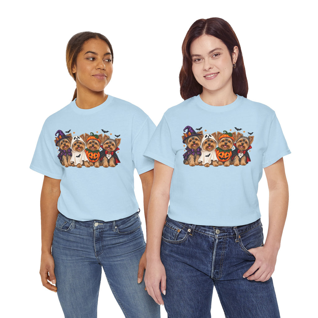 Halloween Yorkie T-Shirt — Cute Yorkies in Costumes (Pumpkin, Ghost, Witch, Vampire)