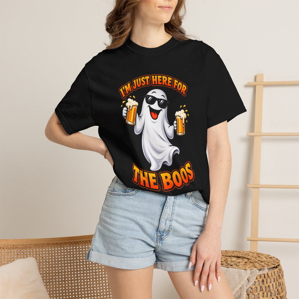 Halloween Beer Ghost T-Shirt - "I'm Just Here For The Boos" Party Tee