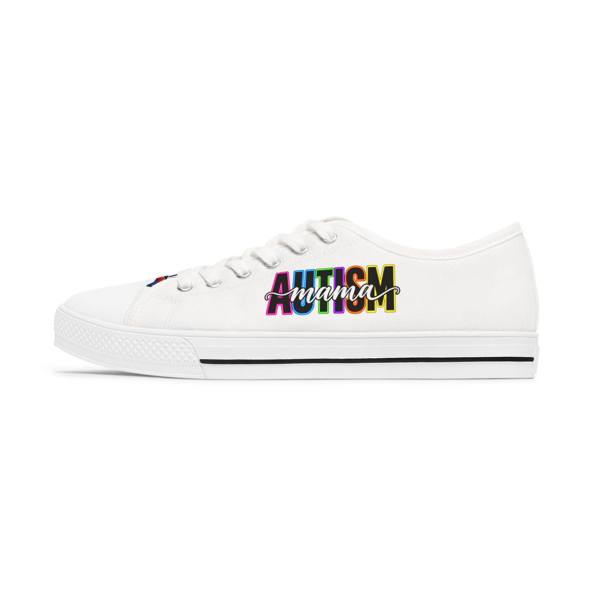 Low Top Sneakers — "Autism Mama" Multicolor Graphic