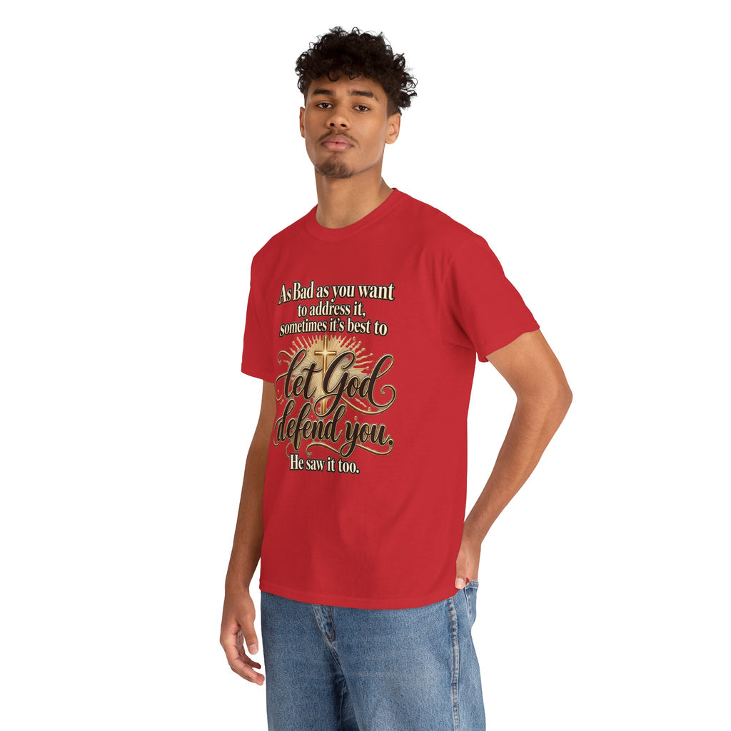 Let God Defend You Inspirational Christian T-Shirt