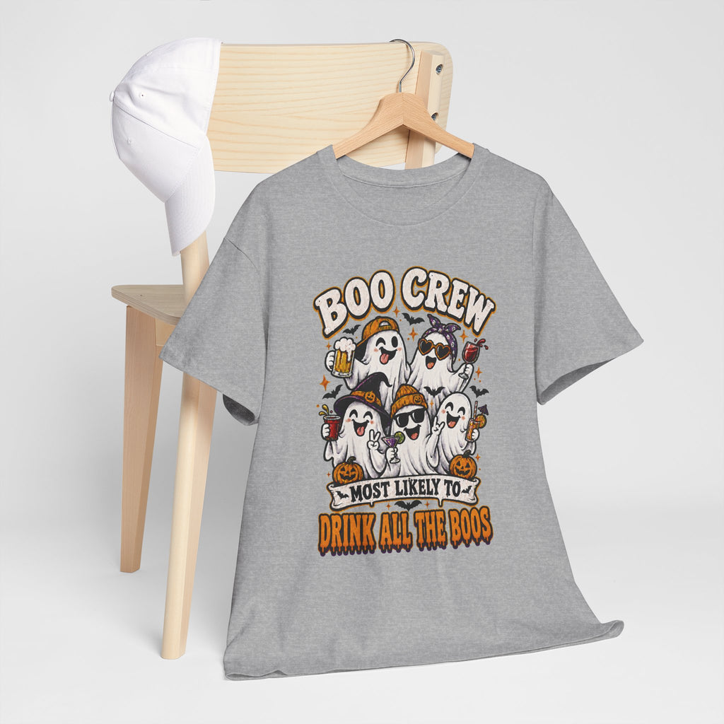 Boo Crew Halloween Tee — “Most Likely To Drink All The Boos” Ghost Party Shirt