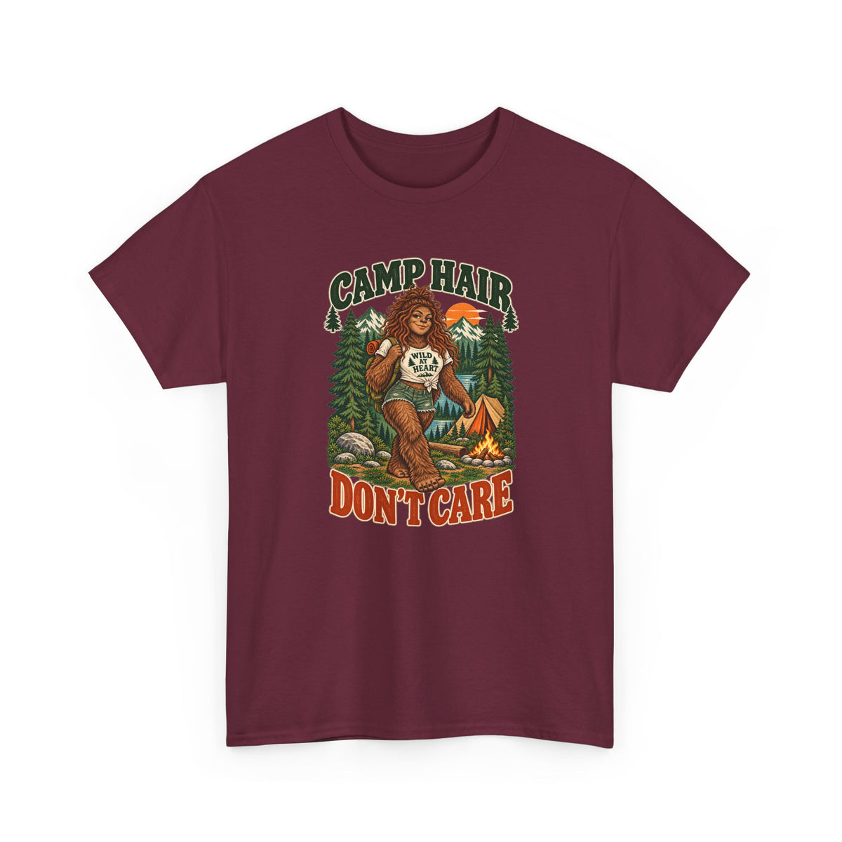 Camp Hair Don't Care T-Shirt — Retro Camping Graphic Tee
