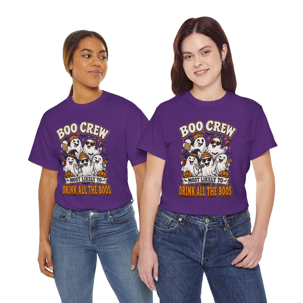Boo Crew Halloween Tee — “Most Likely To Drink All The Boos” Ghost Party Shirt