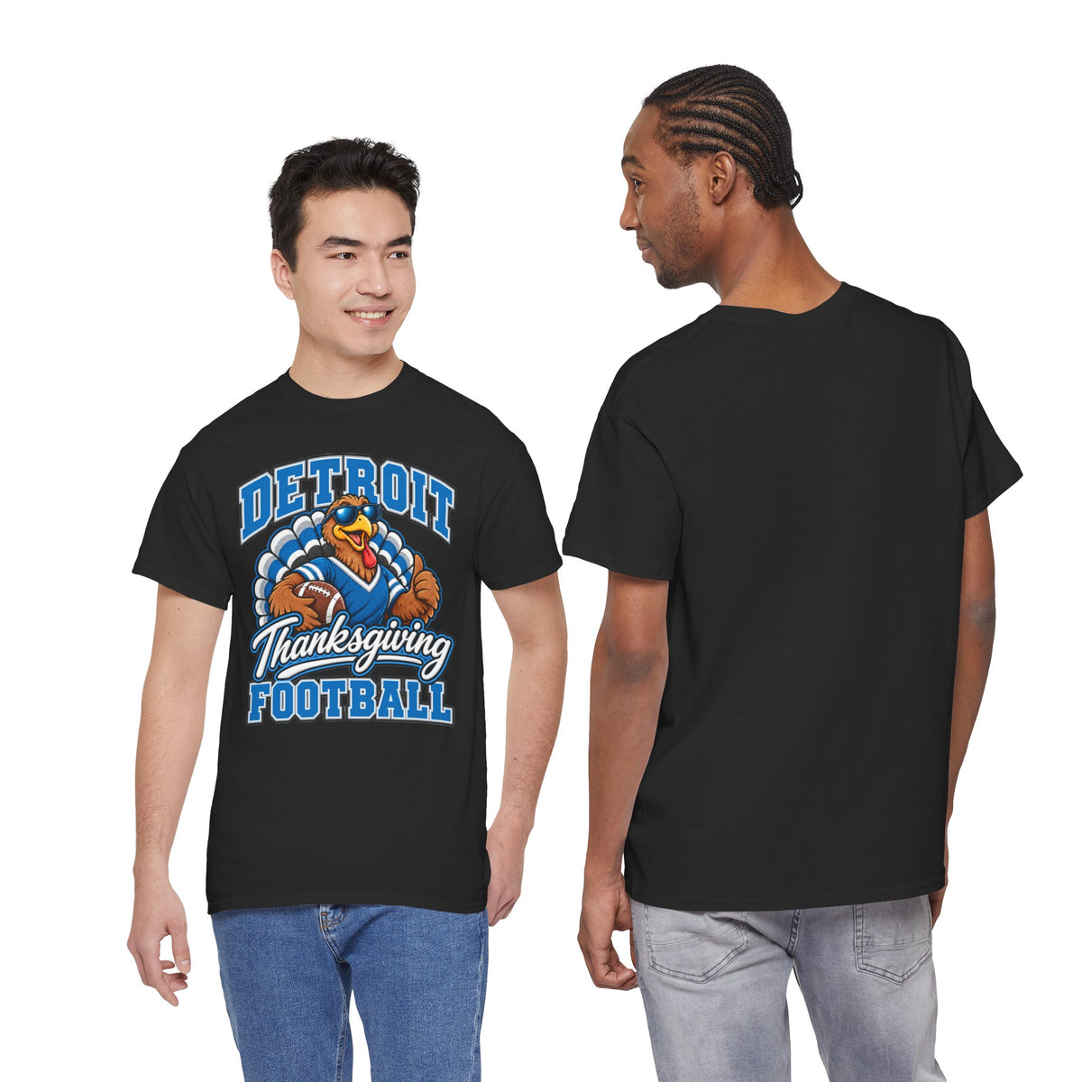 Detroit Thanksgiving Football Tee — Turkey Mascot Game Day Shirt