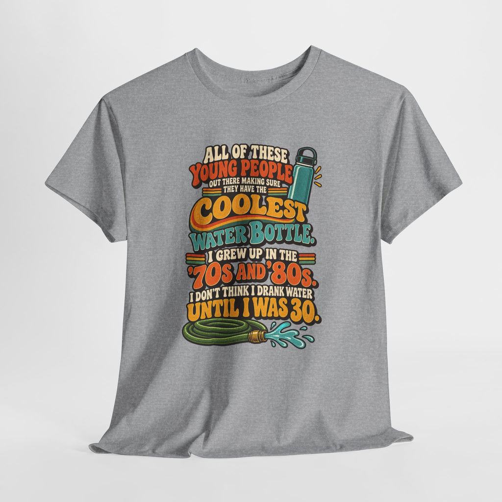 Retro 70s-80s Funny Water Bottle Tee — "Coolest Water Bottle" Graphic T-Shirt