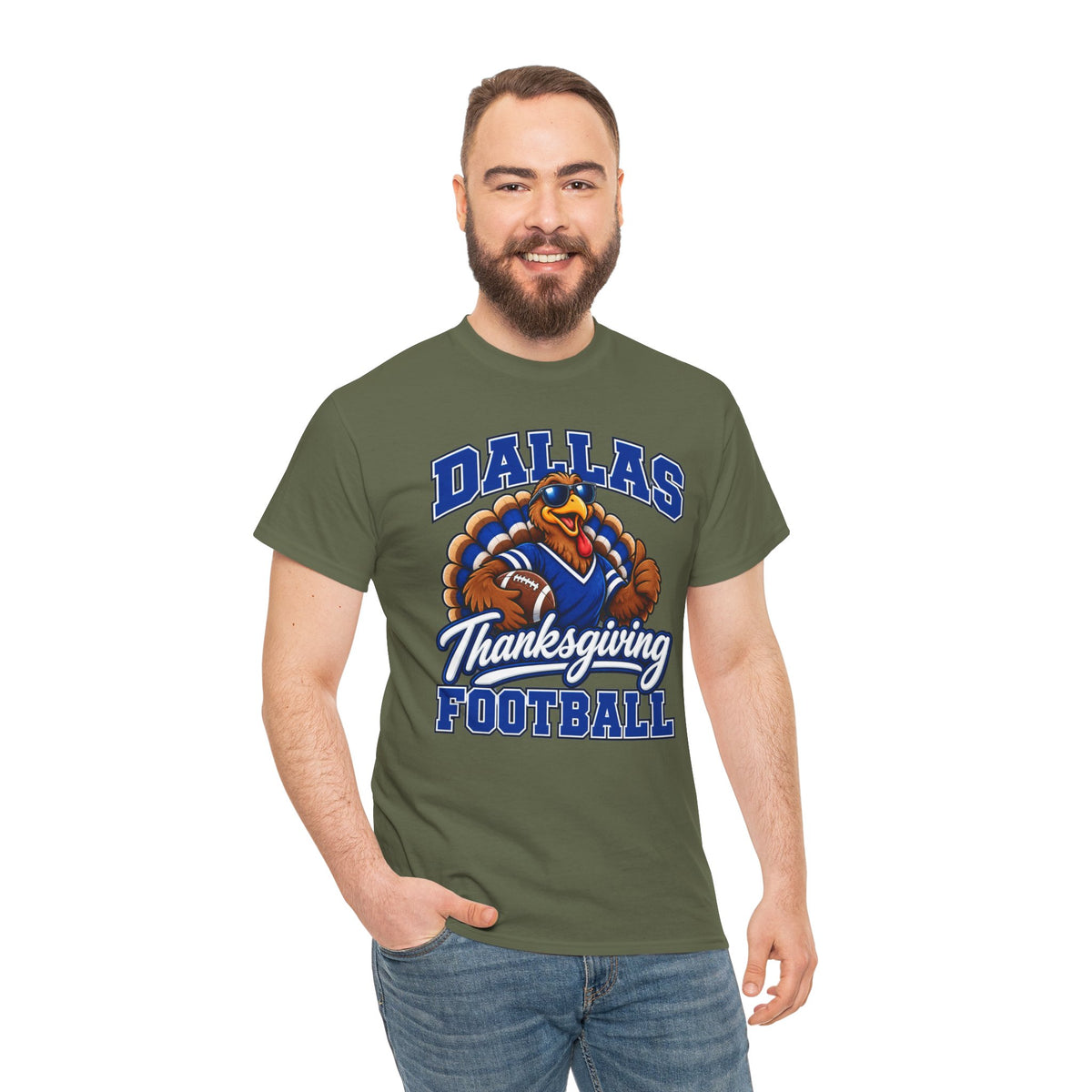Dallas Thanksgiving Football T-Shirt — Turkey Mascot Game Day Tee