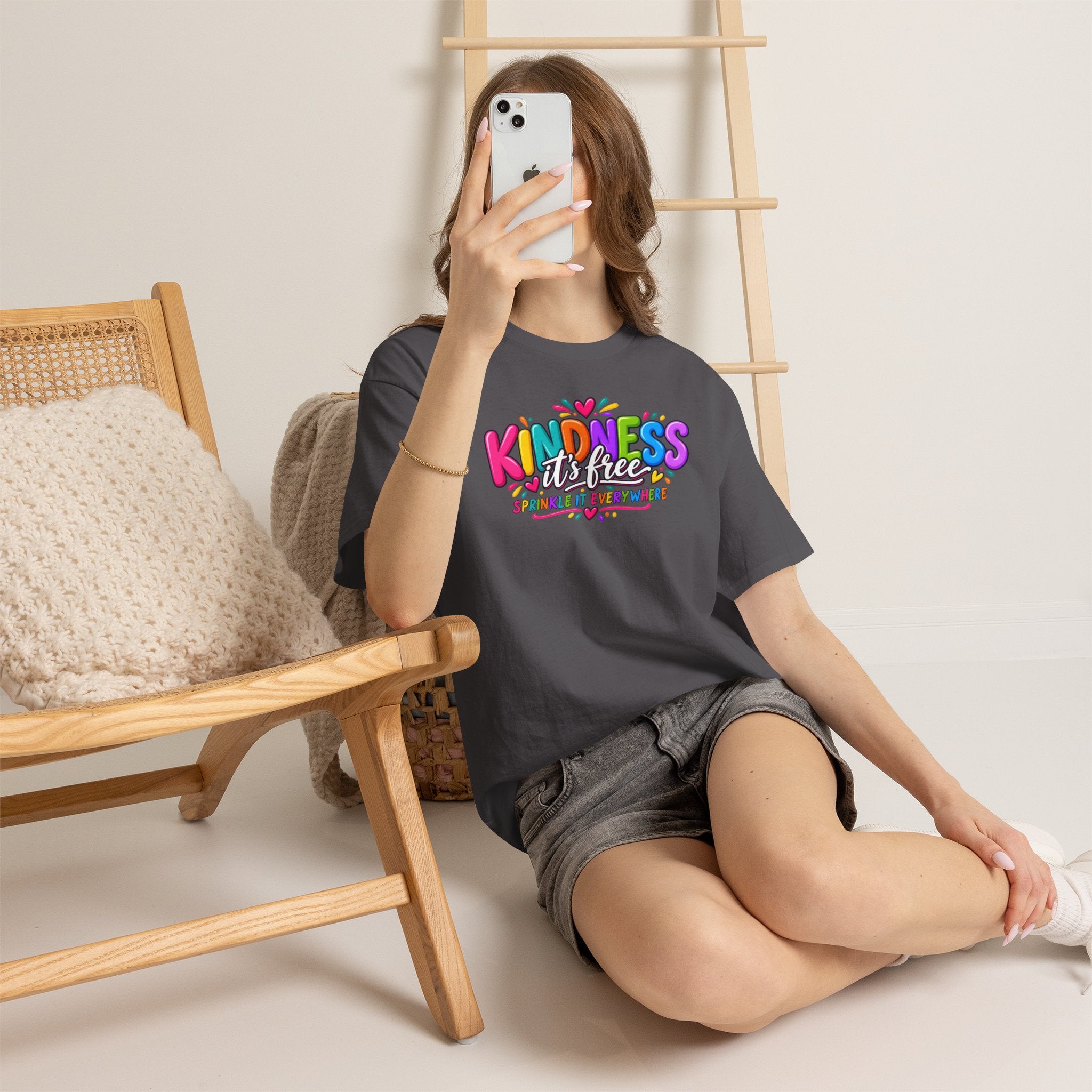 Kindness Is Free Rainbow Tee — Cute Positive Message T-Shirt