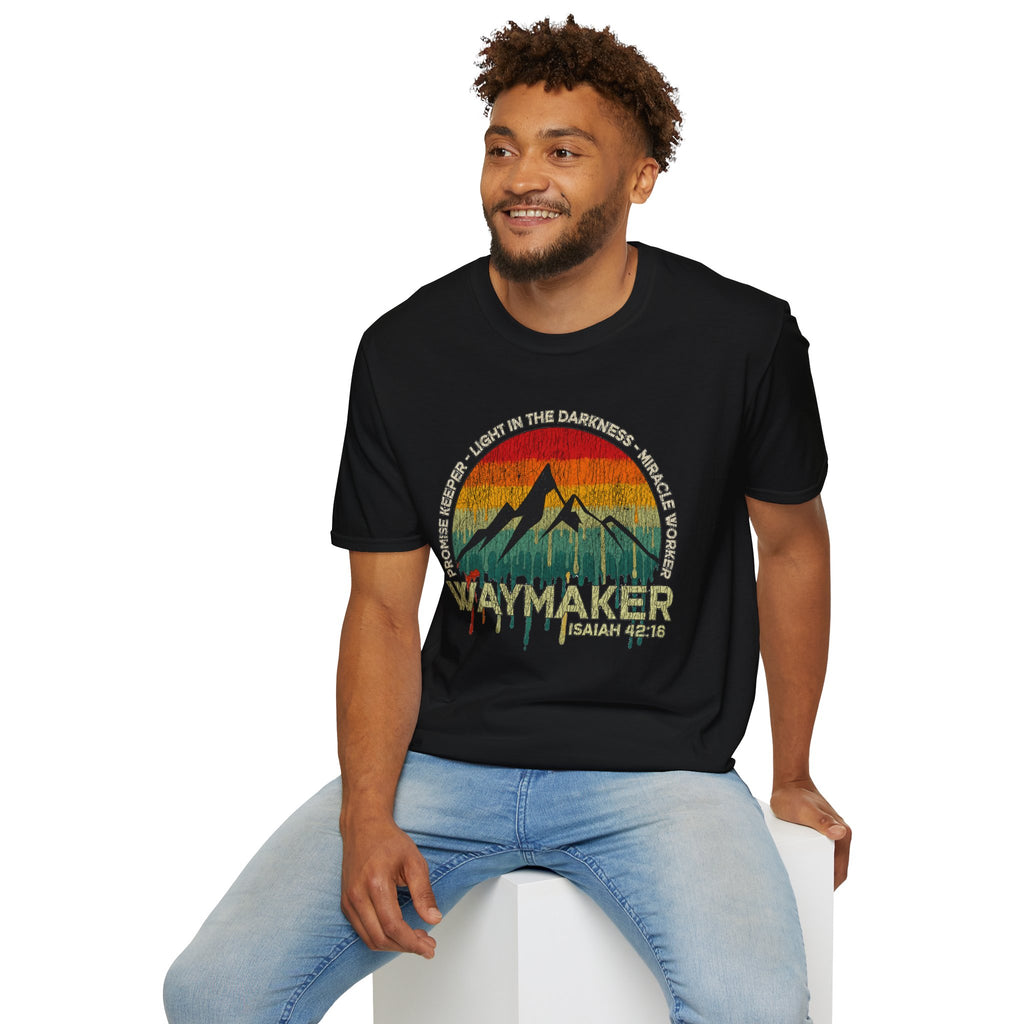 Waymaker Mountain T-Shirt — “Promise Keeper, Light in the Darkness” Christian Graphic Tee