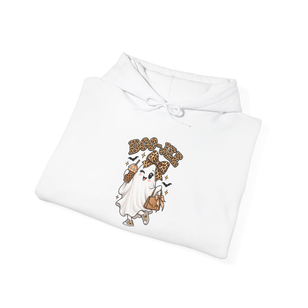 Leopard Bow Ghost Hoodie — Cute Halloween Pumpkin Sweatshirt