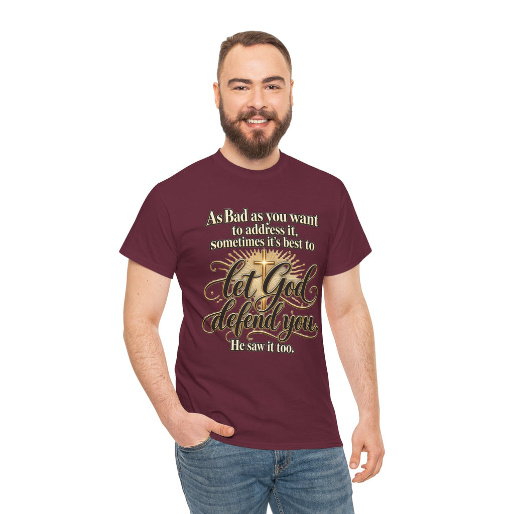 Let God Defend You Inspirational Christian T-Shirt