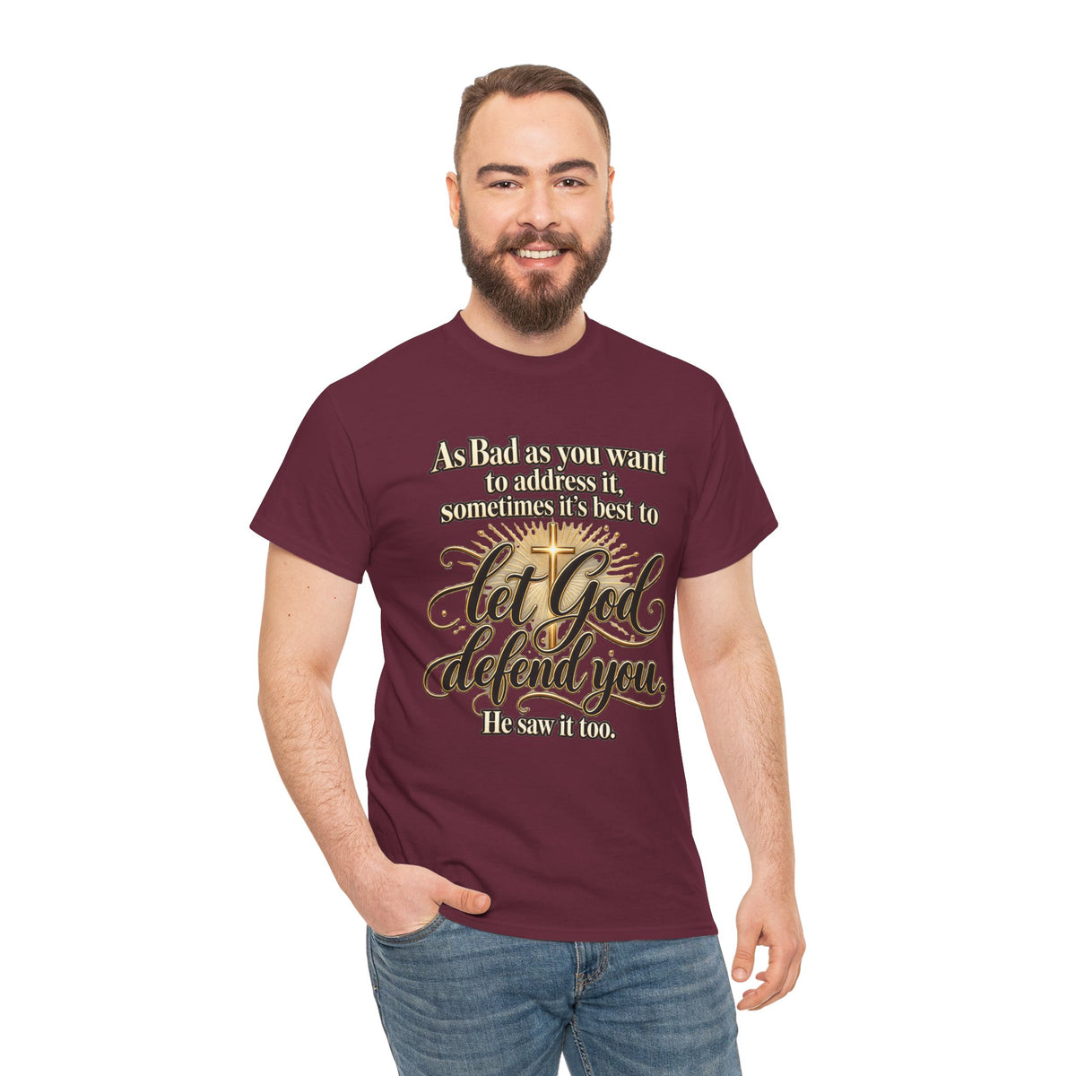 Let God Defend You Inspirational Christian T-Shirt