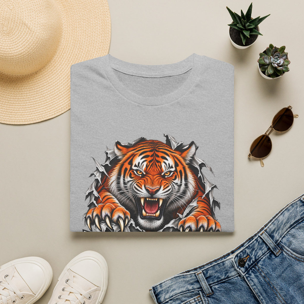Tiger Graphic T-Shirt — "Who Dey!" Fierce Roaring Design