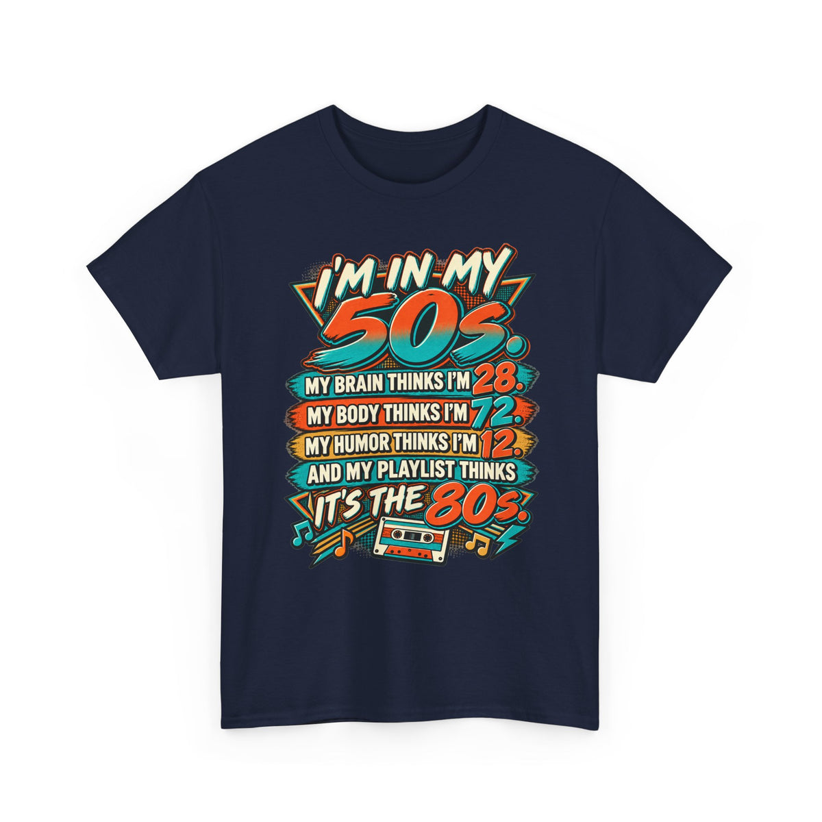Retro 50s Birthday T‑Shirt — "I'm in My 50s" 80s Playlist Cassette Tee