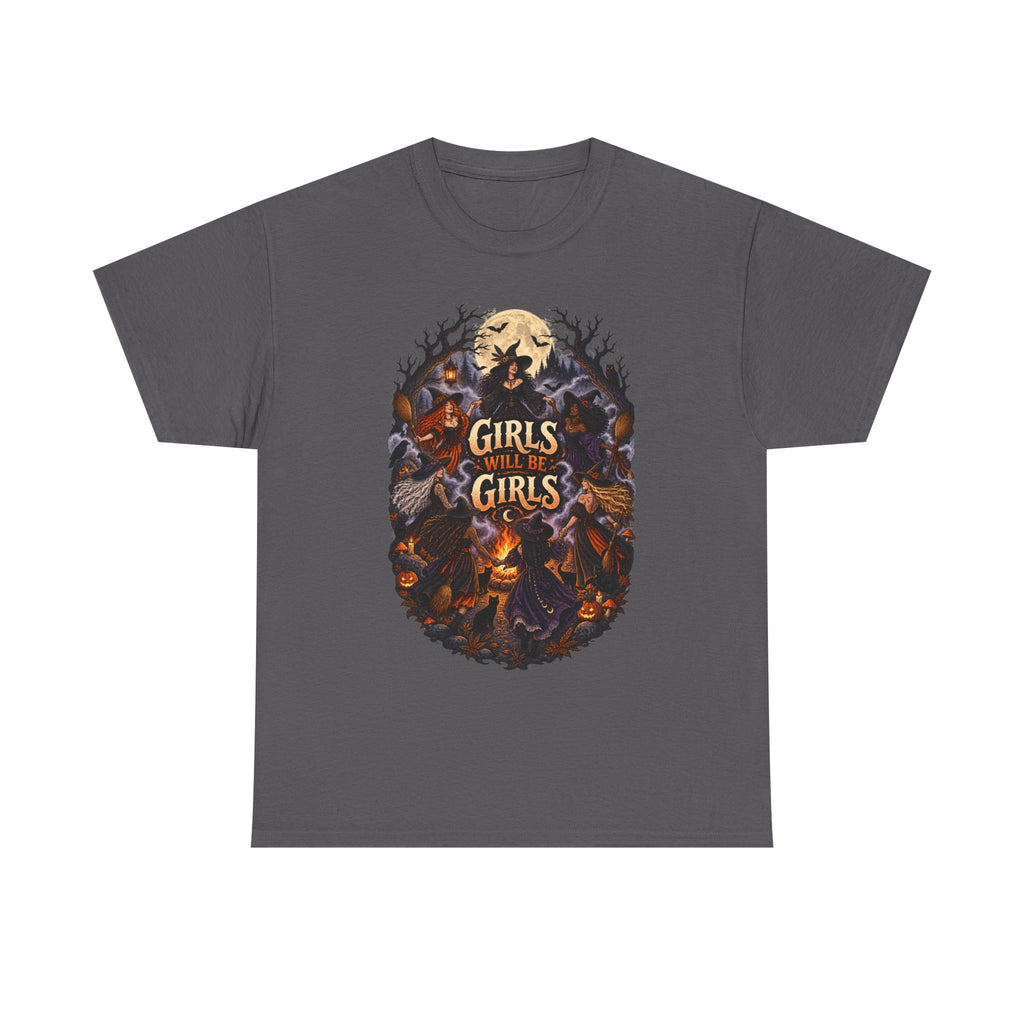 Girls Will Be Girls T-Shirt — Witchy Campfire Illustration Tee