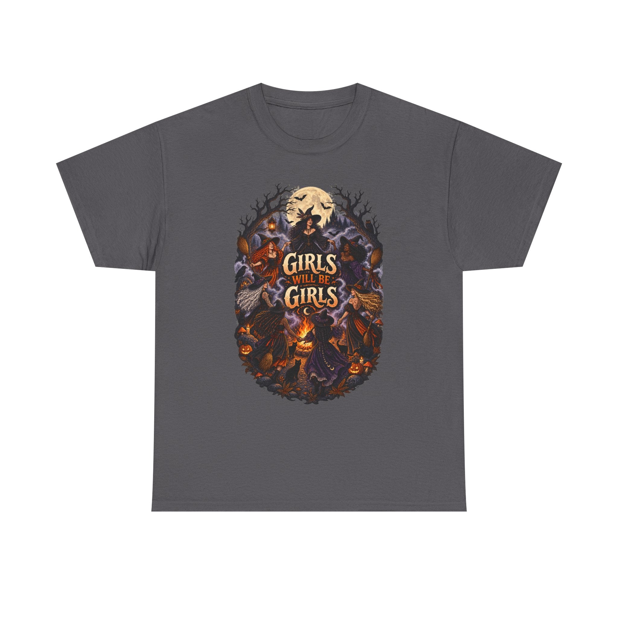Girls Will Be Girls T-Shirt — Witchy Campfire Illustration Tee