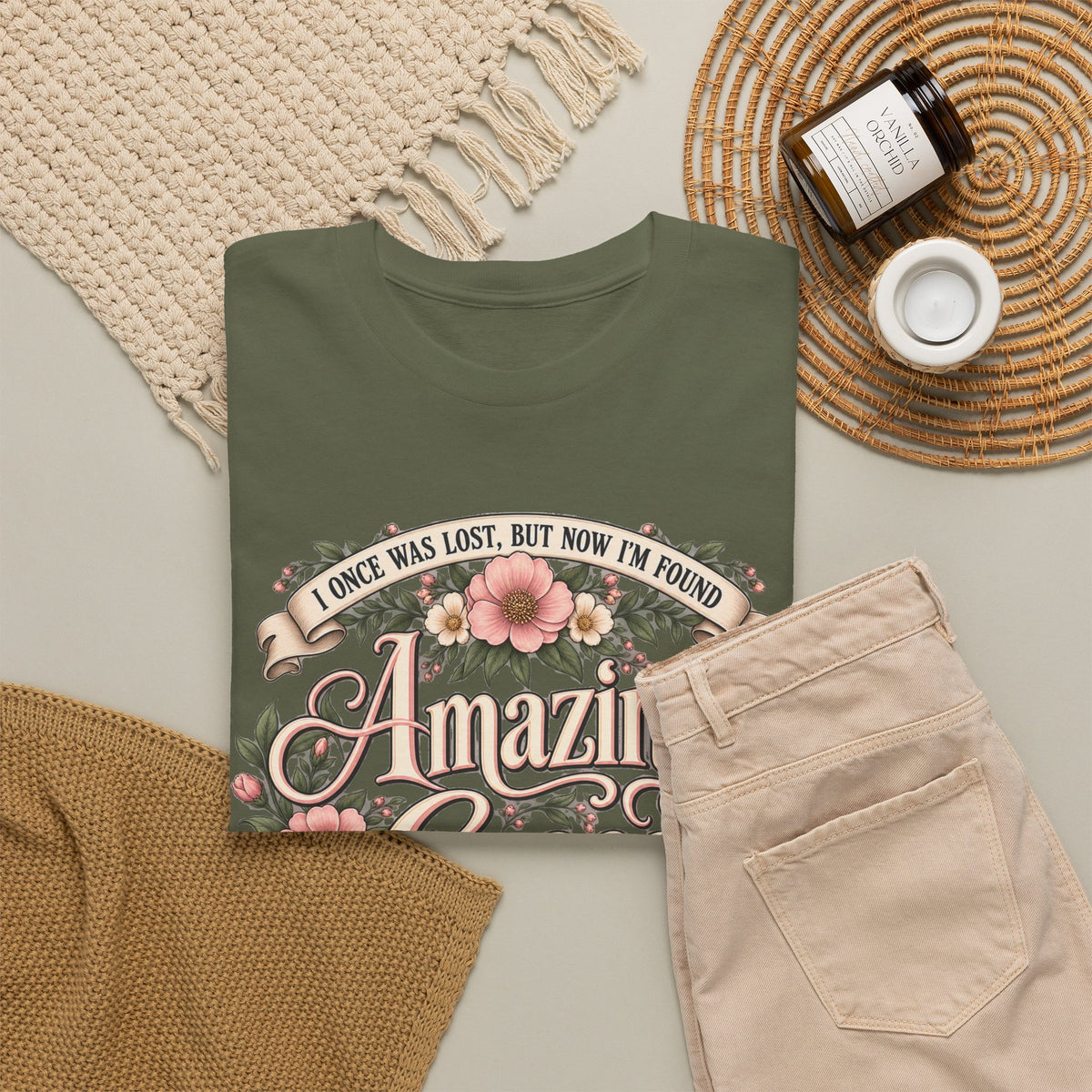 Amazing Grace Floral T-Shirt — Vintage Christian Faith Tee