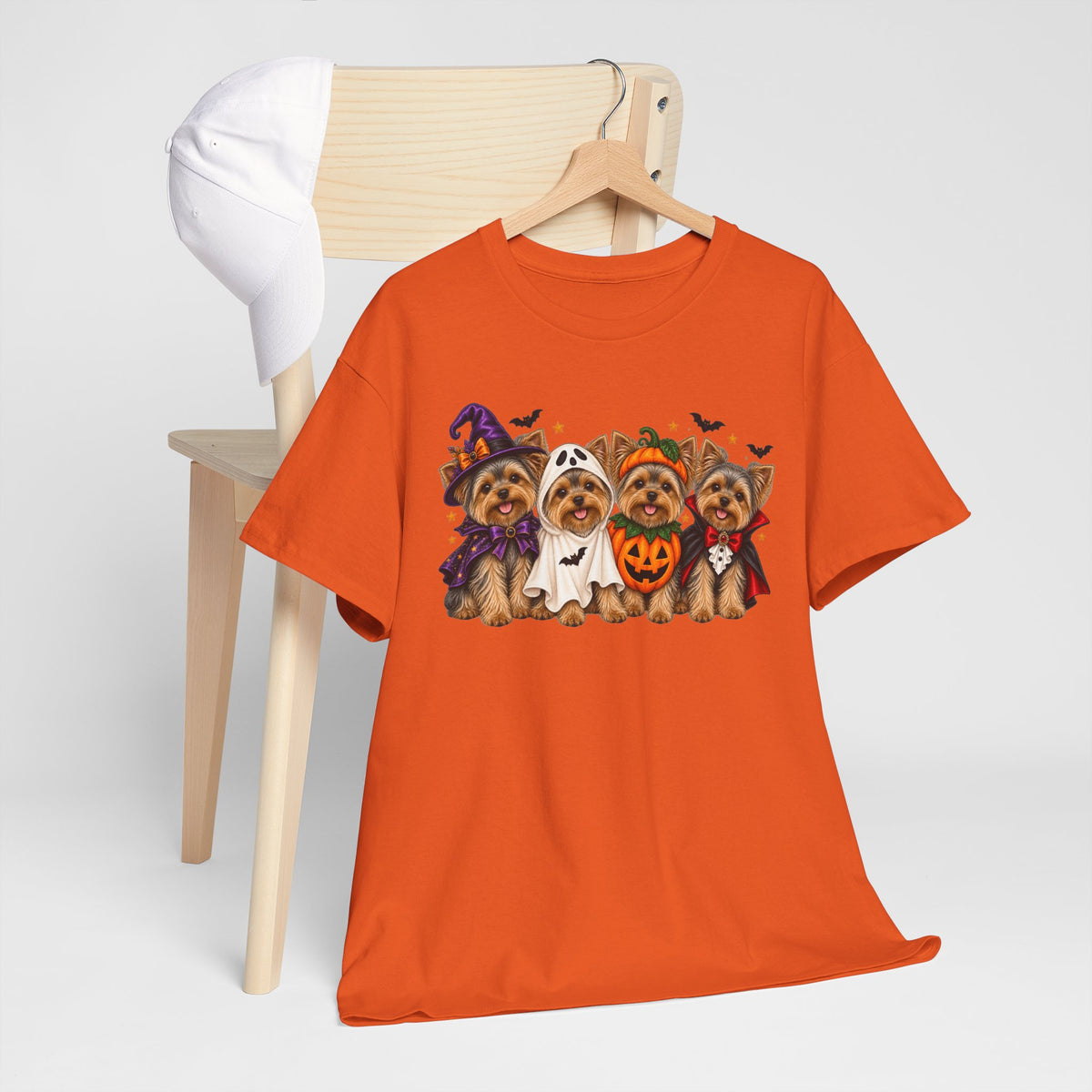 Halloween Yorkie T-Shirt — Cute Yorkies in Costumes (Pumpkin, Ghost, Witch, Vampire)