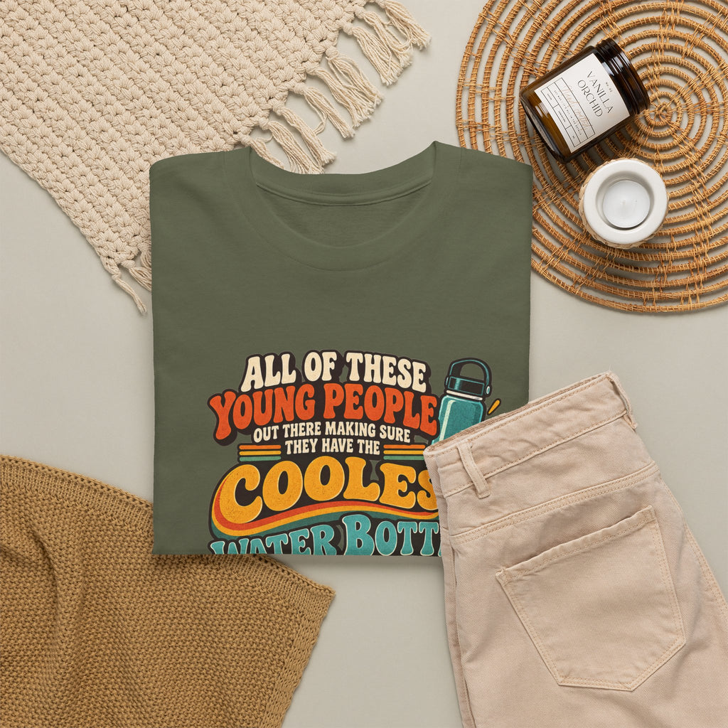 Retro 70s-80s Funny Water Bottle Tee — "Coolest Water Bottle" Graphic T-Shirt