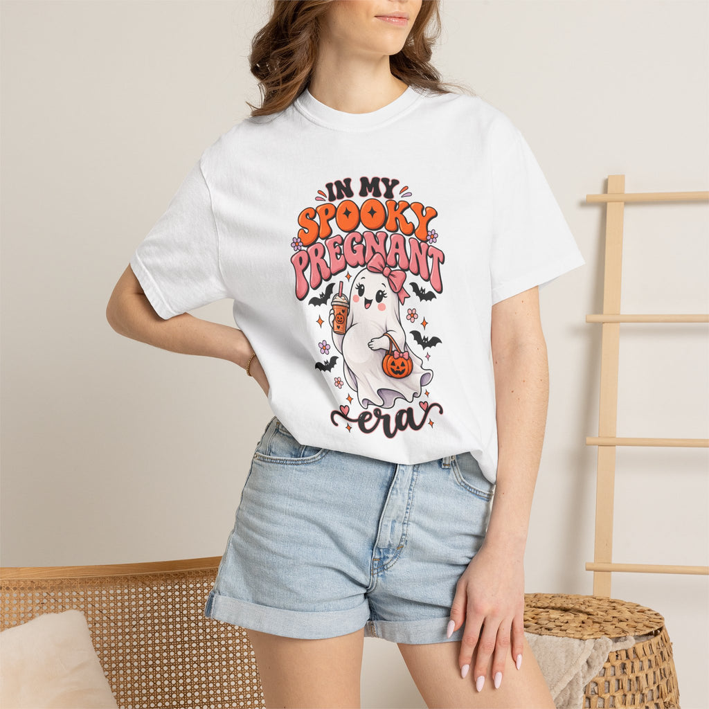 Pregnant Halloween T-Shirt — "In My Spooky Pregnant Era" Cute Ghost Maternity Tee