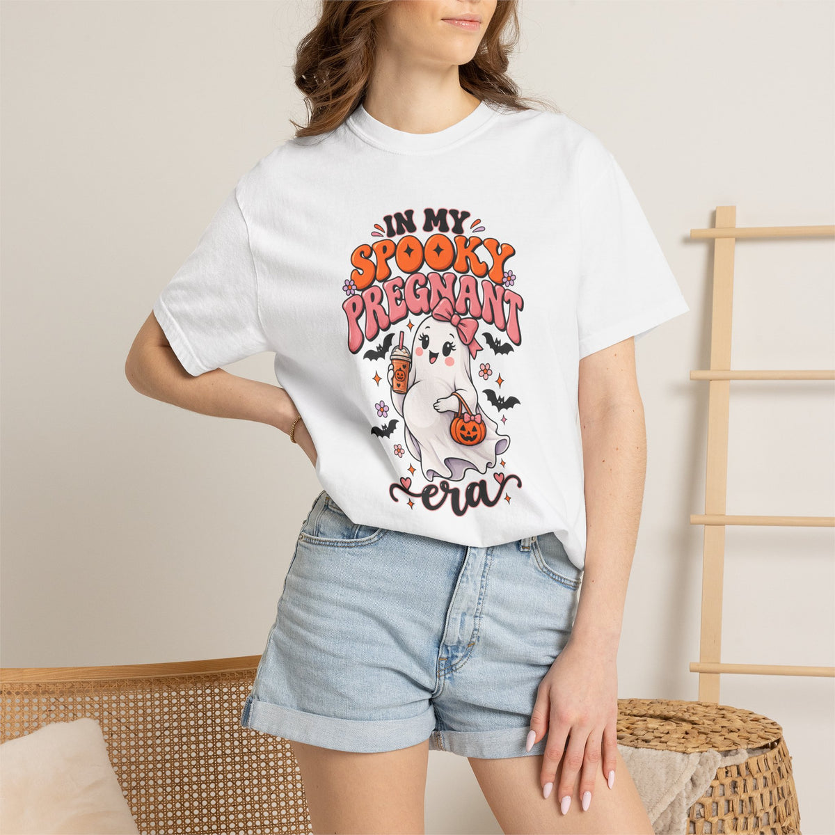 Pregnant Halloween T-Shirt — "In My Spooky Pregnant Era" Cute Ghost Maternity Tee