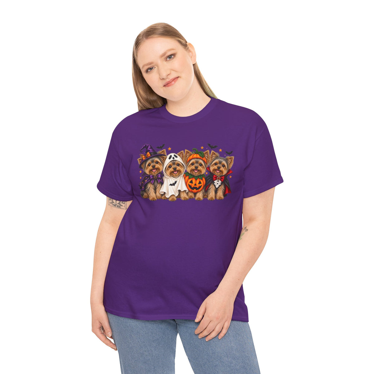 Halloween Yorkie T-Shirt — Cute Yorkies in Costumes (Pumpkin, Ghost, Witch, Vampire)