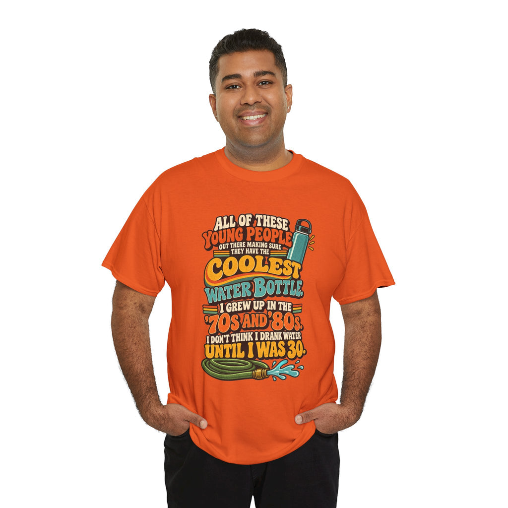 Retro 70s-80s Funny Water Bottle Tee — "Coolest Water Bottle" Graphic T-Shirt