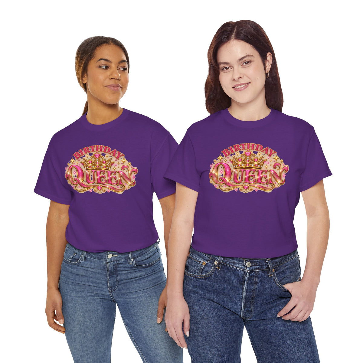 Birthday Queen Graphic T-Shirt | Pink & Gold Crown