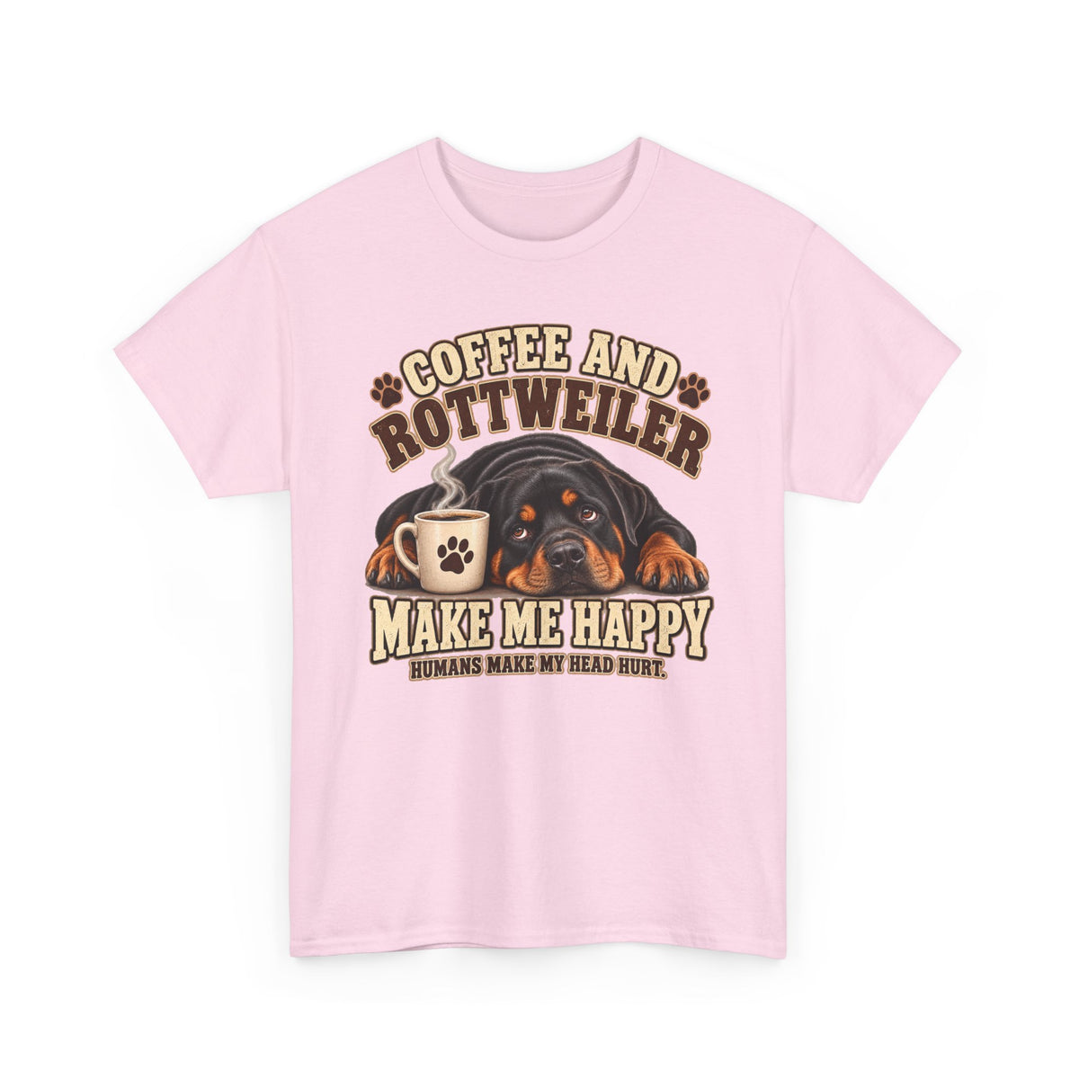 Coffee and Rottweiler Tee — "Coffee and Rottweiler Make Me Happy" Dog Lover Shirt